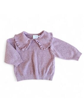 5/$25 Zara Baby Girls Pink Knit Sweater Ruffle Collar Size 9-12 Months